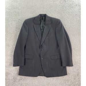 Vintage Burberrys Suit Jacket Mens 44 L Gray Wool Windowpane Check Designer USA